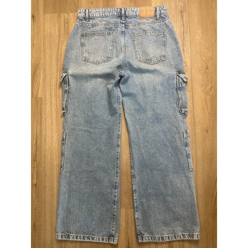 Cotton On Women's 10 US Wide Leg Cargo Stone Washed Distressed Jeans - Picture 3 of 13
